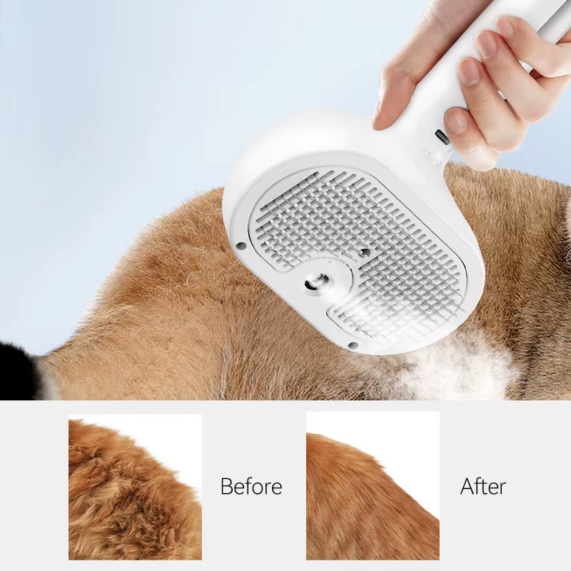 Transform Your Cat's Grooming Routine with the ROJECO Professional Electric Steam Hair Straightener Comb - Perfect for Pet Massage & Luxurious Hair Care