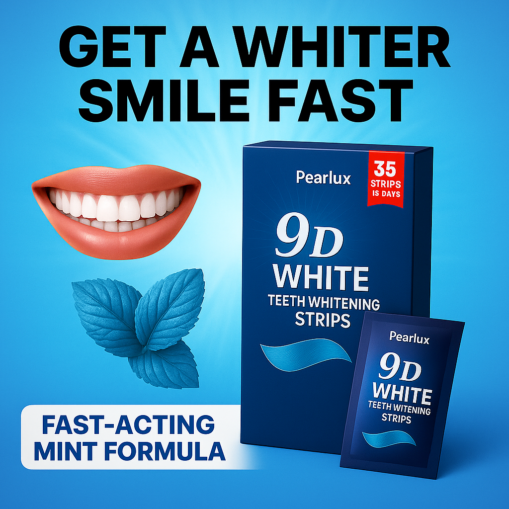 Pearlux™ 9D Mint Whitening Strips - Unleash Your Brighter Smile Safely and Effectively!