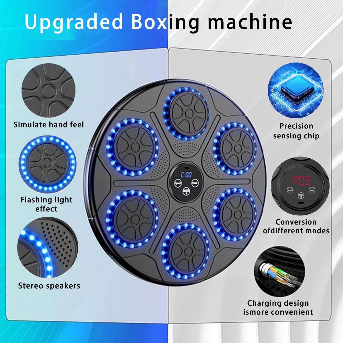 Elevate Your Fitness Game with the Smart Bluetooth Music Boxing Machine - Your Ultimate Wall-Mounted Boxing Trainer!
