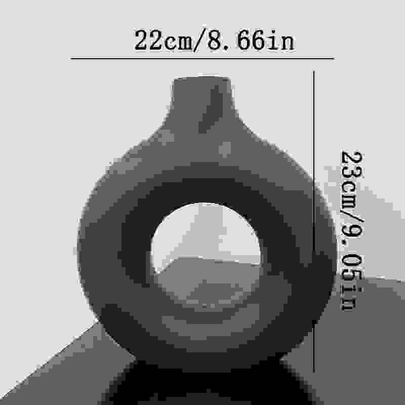 Large black NordicBloom™ Elegant Flower Vase Decorative Display, 23cm tall and 22cm wide, ideal for bold interior design.