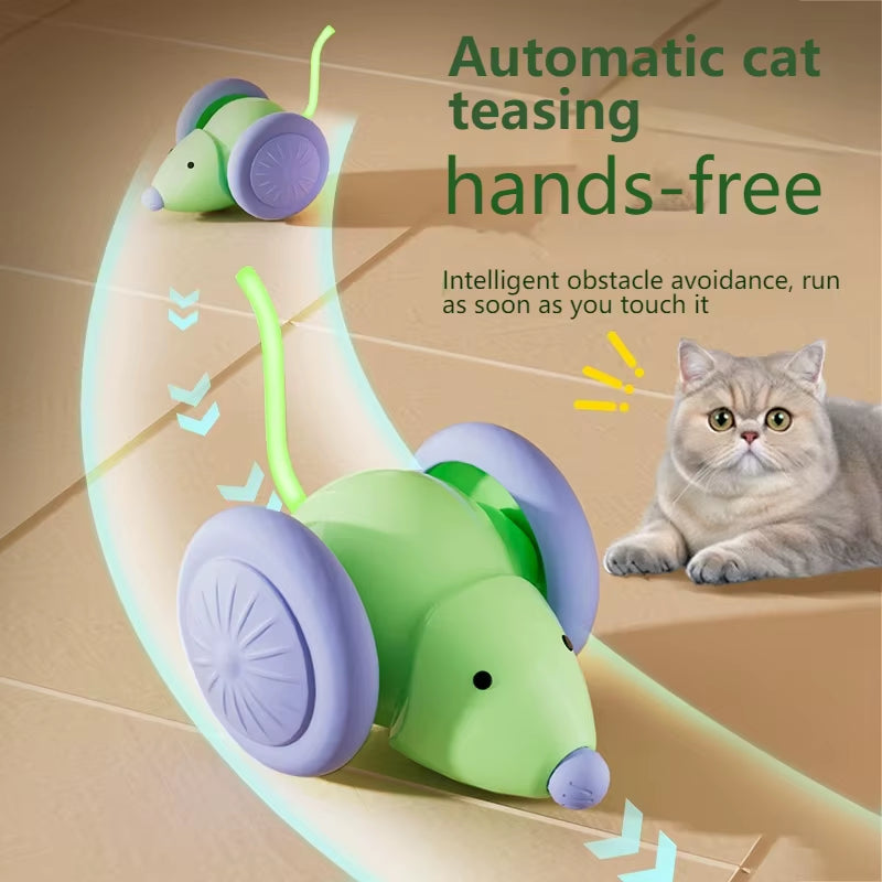 Exciting Electric Mouse Car Cat Toy - Interactive Automatic Teaser with Smart Obstacle Avoidance for Endless Feline Fun