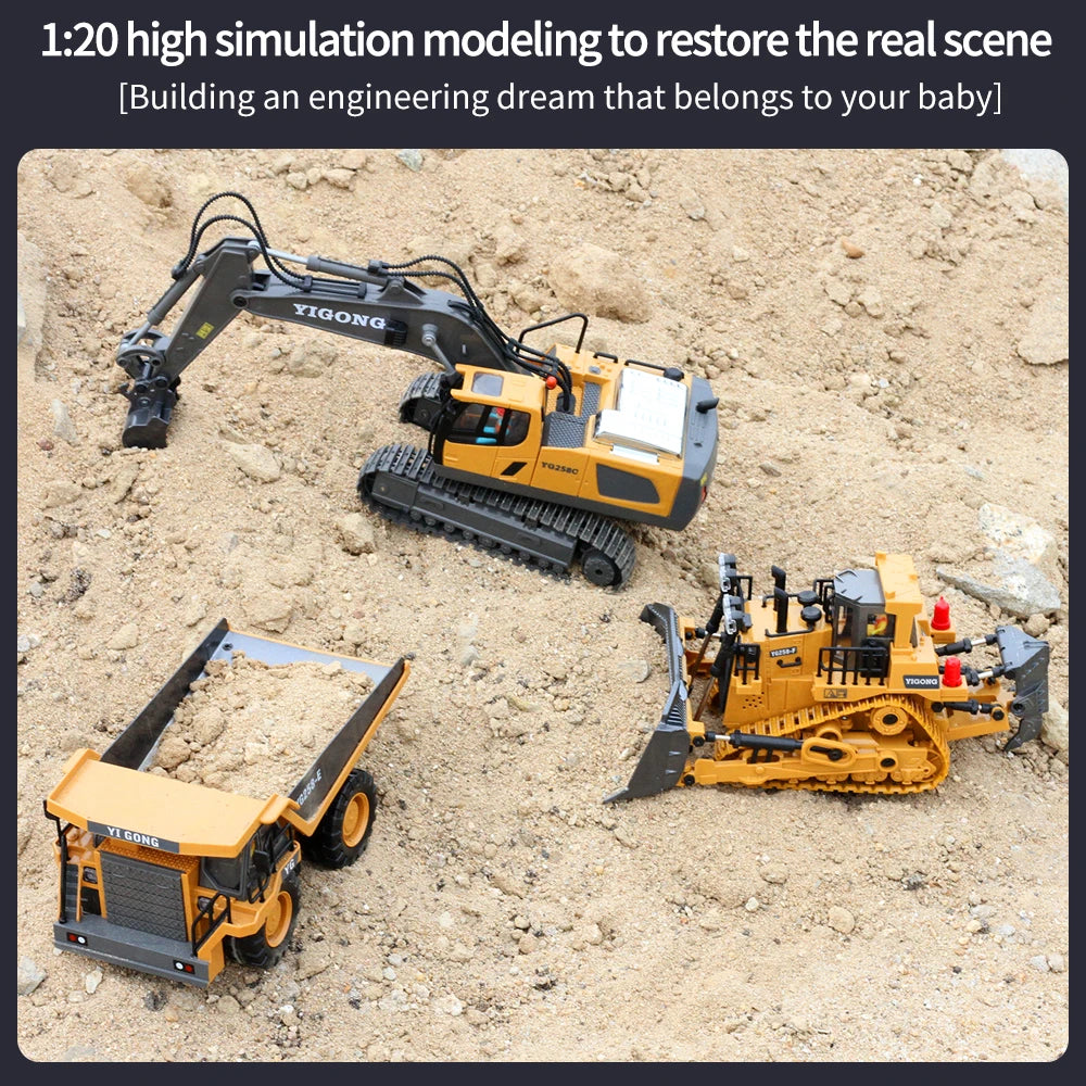 Exciting RC Excavator for Kids - Remote Control Dump Truck and Bulldozer Toys - Perfect Gift for Young Engineers