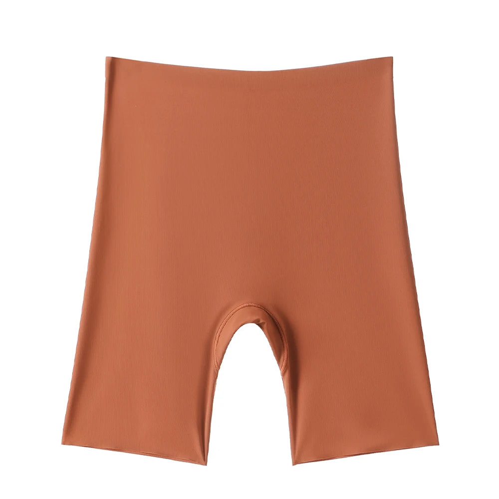 Seamless High Waist Ice Silk Boyshorts for Women - Tummy Control & Comfort with Hip Lift Design