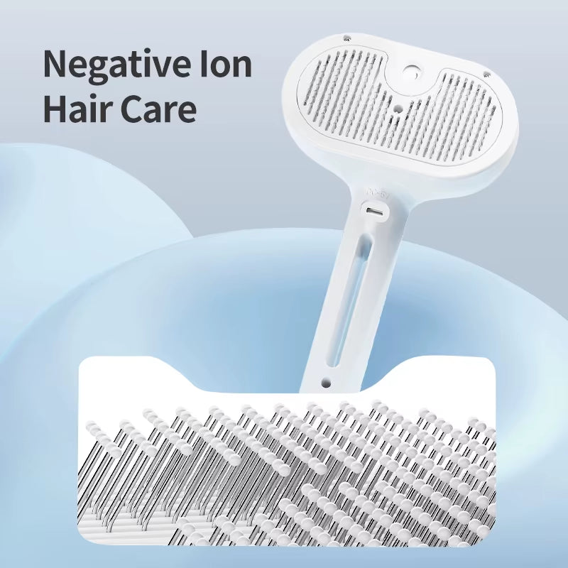 Transform Your Cat's Grooming Routine with the ROJECO Professional Electric Steam Hair Straightener Comb - Perfect for Pet Massage & Luxurious Hair Care