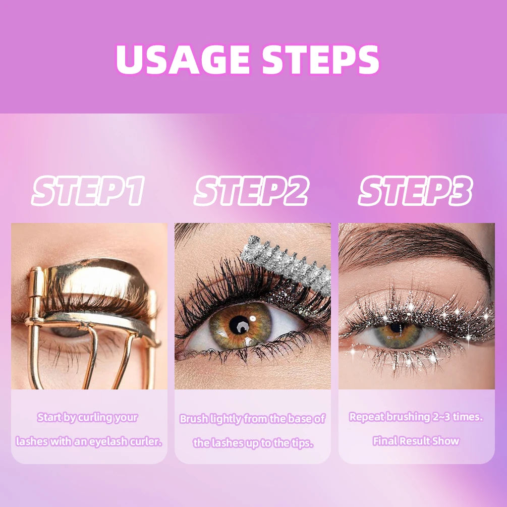 Elevate Your Look with 1 PC Diamond Glitter Mascara for Dazzling, Long-Lasting Curl and Shine