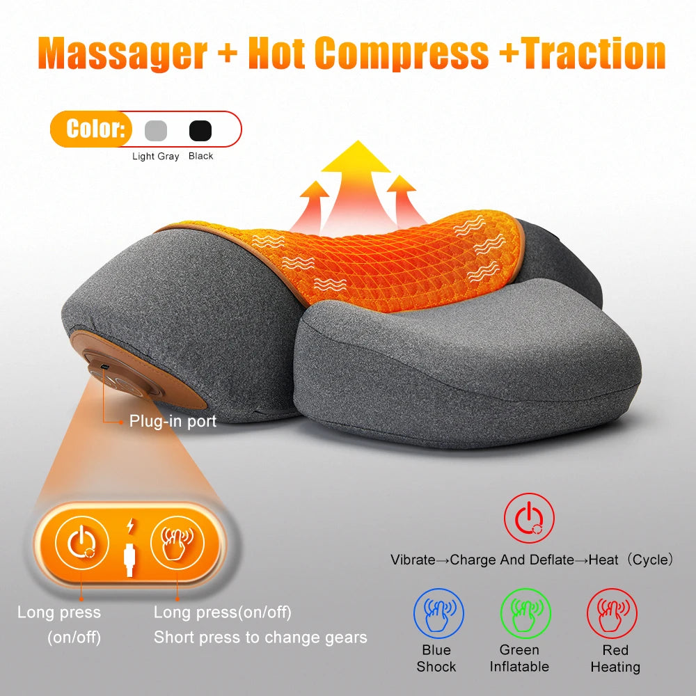 Ultimate Electric Neck Massager Pillow with Hot Compress & Vibration - Relax and Relieve Neck and Shoulder Tension Effortlessly