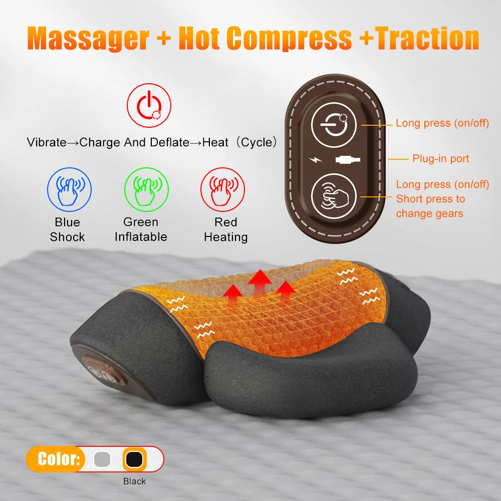 Ultimate Electric Neck Massager Pillow with Hot Compress & Vibration - Relax and Relieve Neck and Shoulder Tension Effortlessly