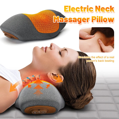 Ultimate Electric Neck Massager Pillow with Hot Compress & Vibration - Relax and Relieve Neck and Shoulder Tension Effortlessly