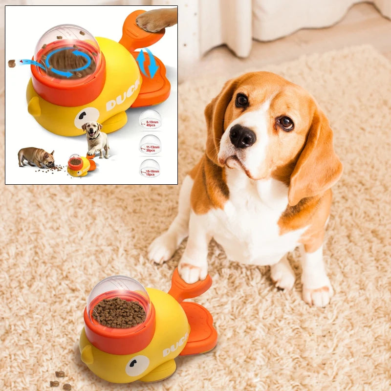 Quirky Cartoon Duck Dog Feeder - Fun Puzzle Toy for Foodie Pups!