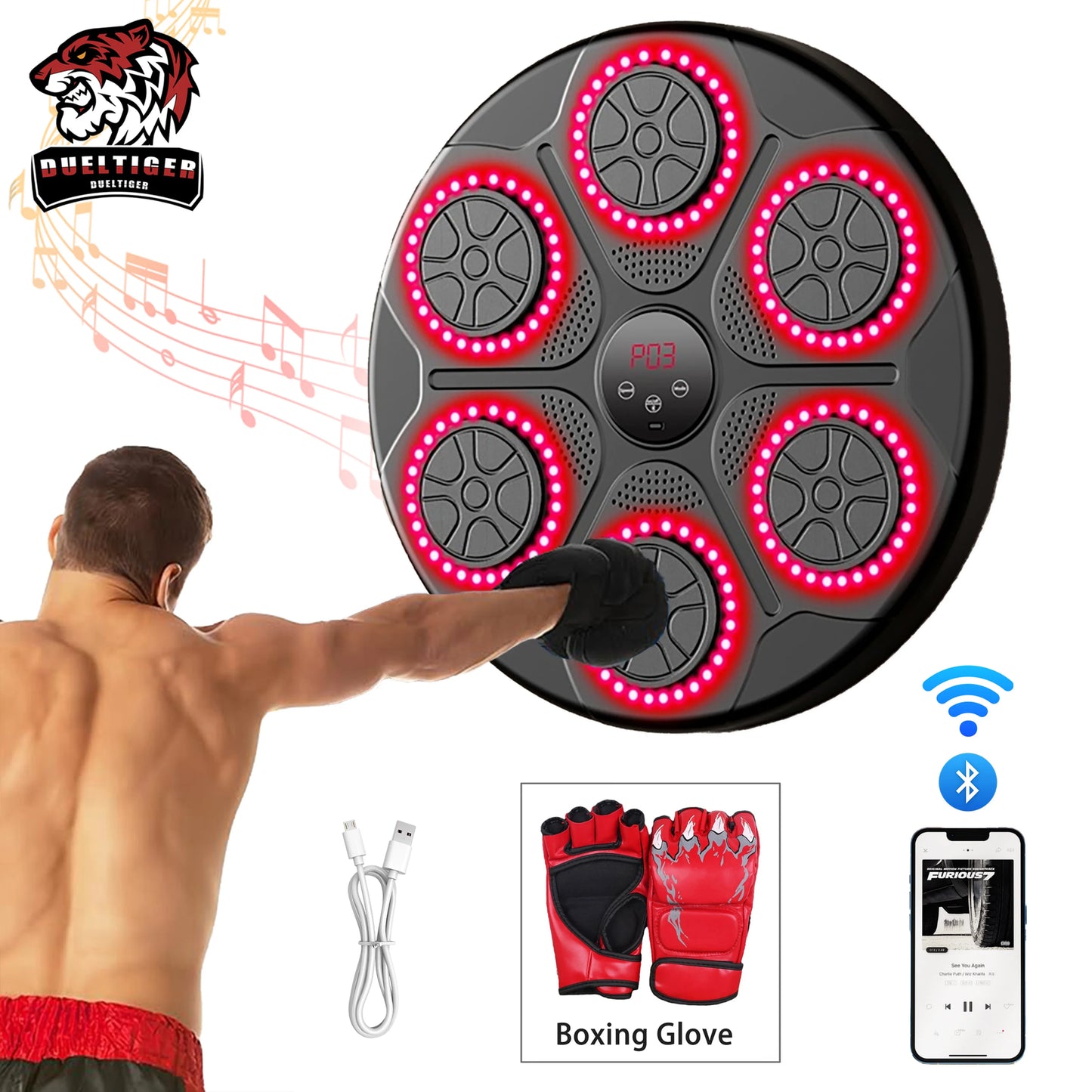 Elevate Your Fitness Game with the Smart Bluetooth Music Boxing Machine - Your Ultimate Wall-Mounted Boxing Trainer!
