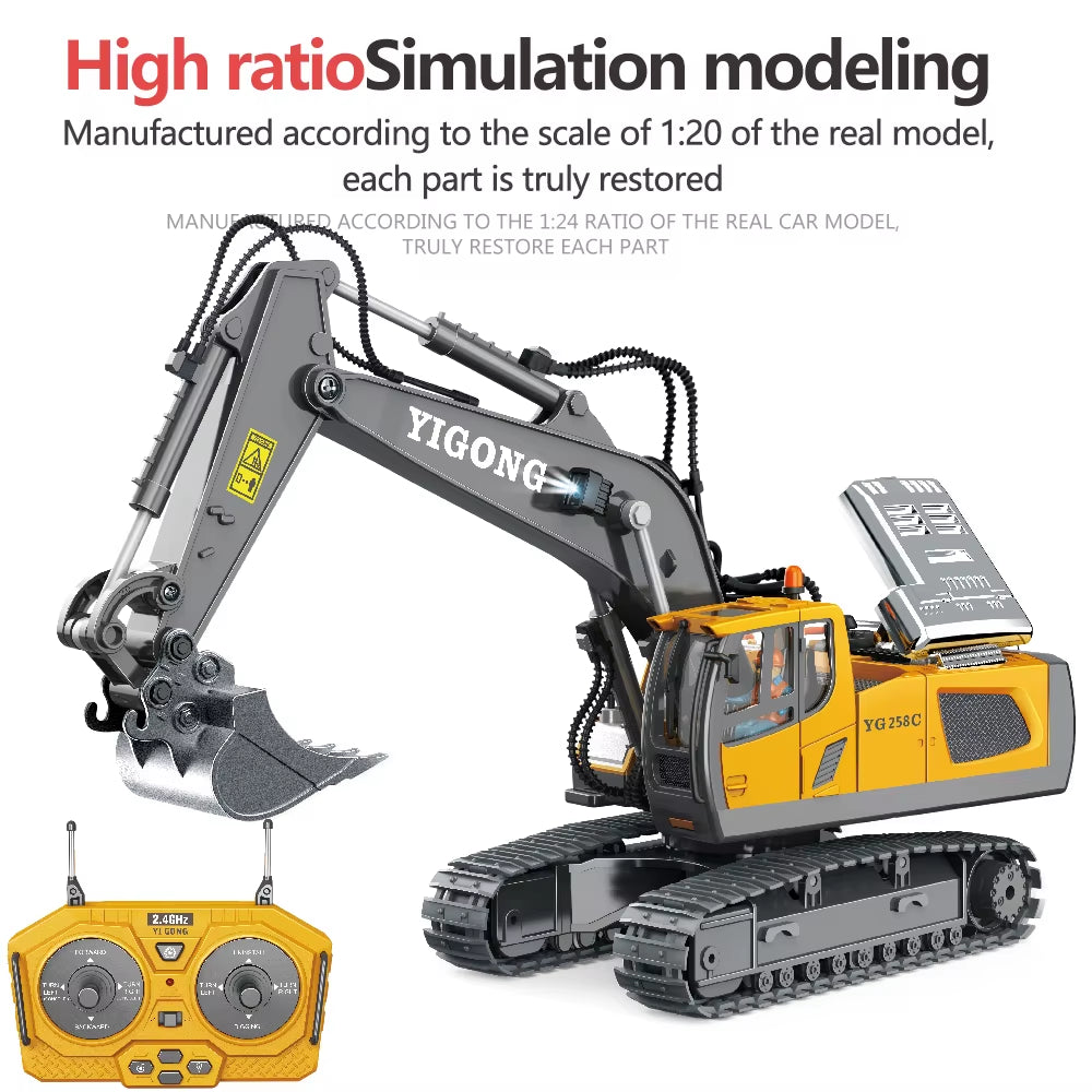 Exciting RC Excavator for Kids - Remote Control Dump Truck and Bulldozer Toys - Perfect Gift for Young Engineers