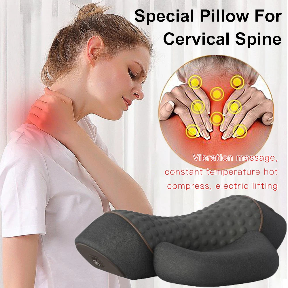 Ultimate Electric Neck Massager Pillow with Hot Compress & Vibration - Relax and Relieve Neck and Shoulder Tension Effortlessly