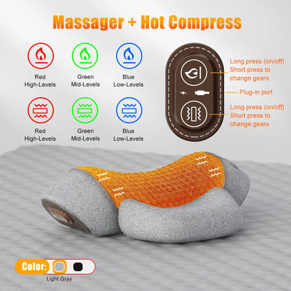 Ultimate Electric Neck Massager Pillow with Hot Compress & Vibration - Relax and Relieve Neck and Shoulder Tension Effortlessly