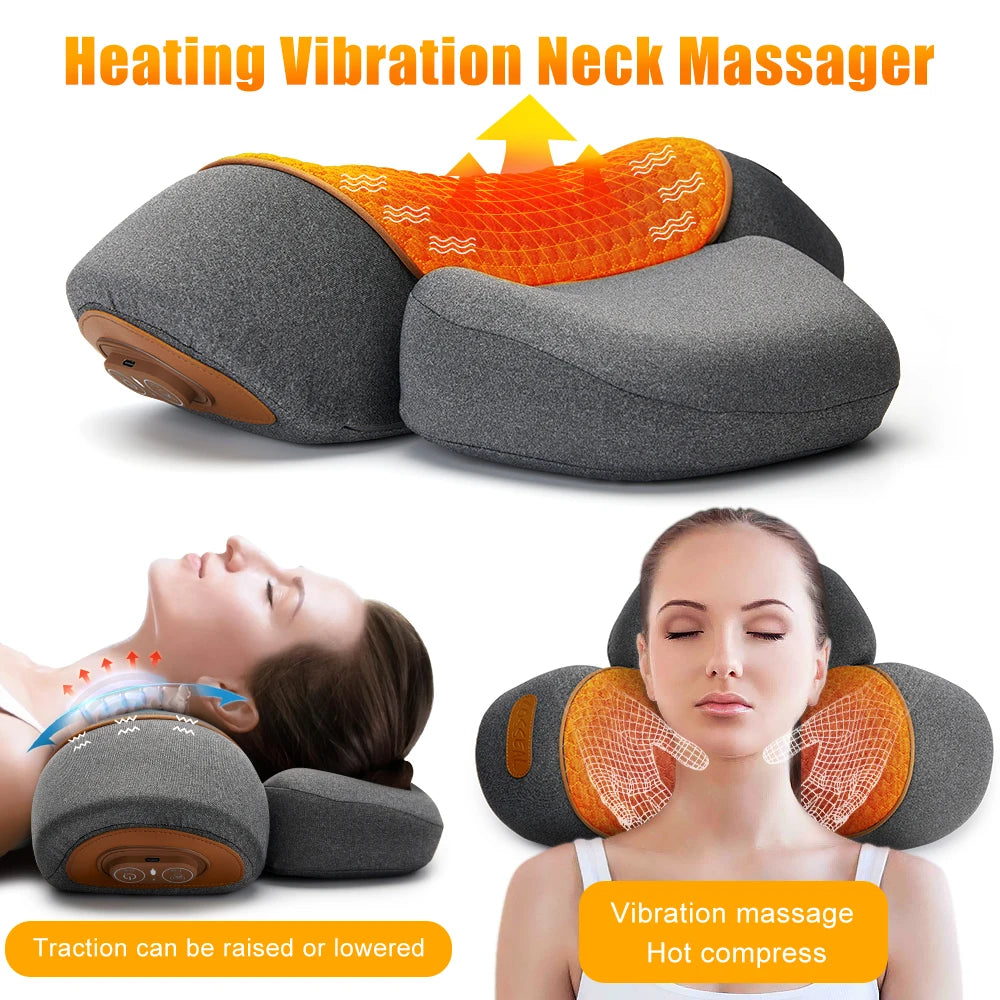 Ultimate Electric Neck Massager Pillow with Hot Compress & Vibration - Relax and Relieve Neck and Shoulder Tension Effortlessly