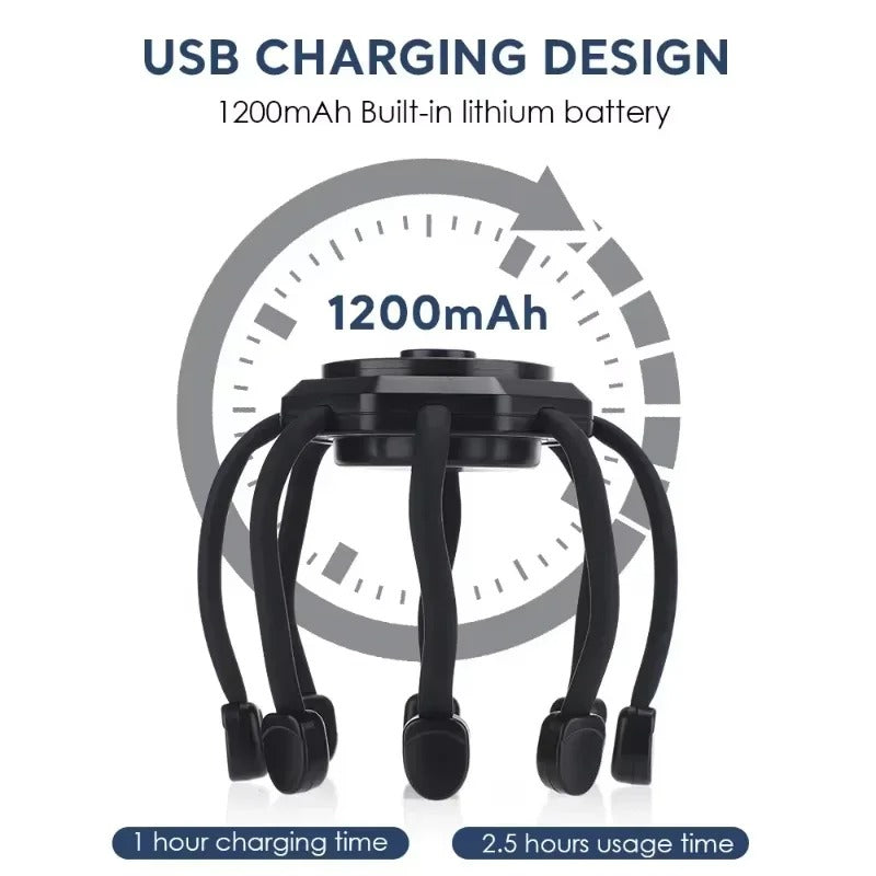 🐙 RelaxClaw™ Electric Head Massager — Rechargeable