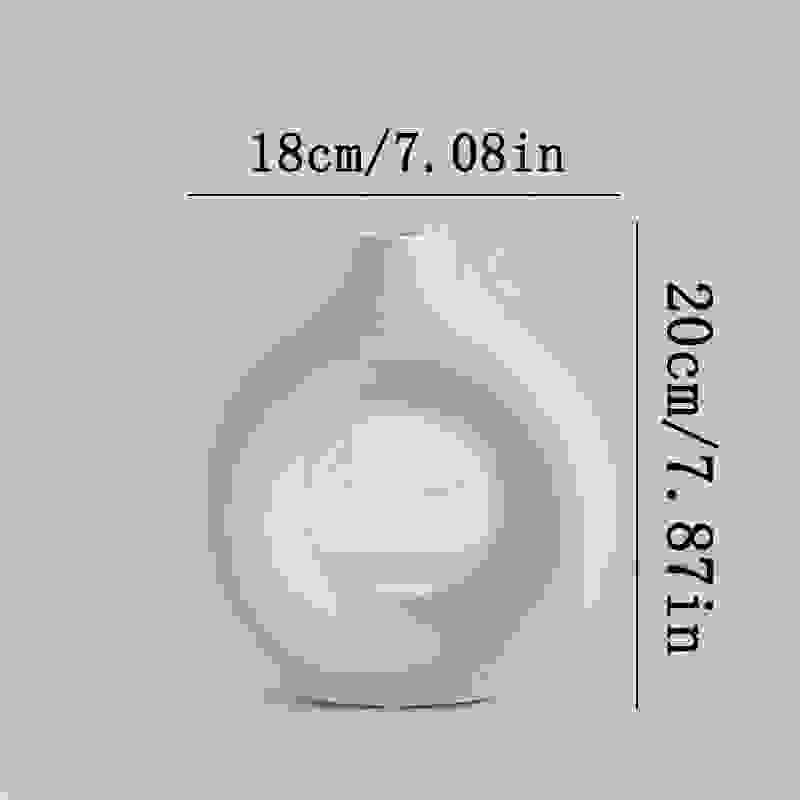 Medium white NordicBloom™ Elegant Flower Vase Decorative Display, 20cm tall and 18cm wide, great for modern home decor themes.