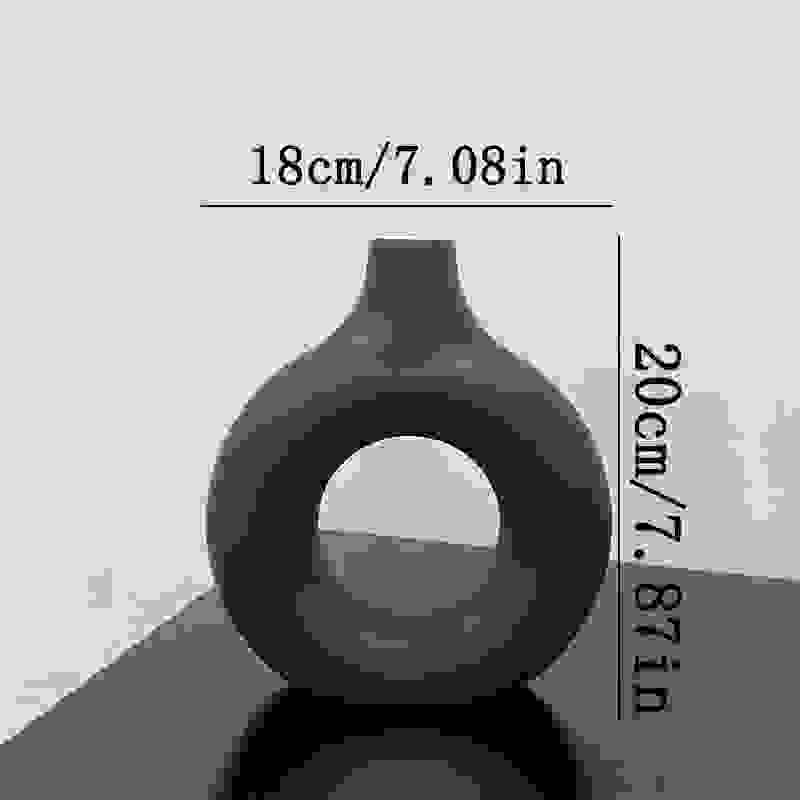 Medium black NordicBloom™ Elegant Flower Vase Decorative Display, 20cm tall and 18cm wide, perfect for modern home styling.